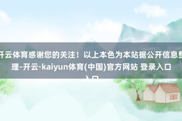开云体育感谢您的关注！以上本色为本站据公开信息整理-开云·kaiyun体育(中国)官方网站 登录入口